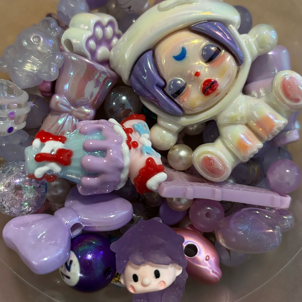 Purple and White Bead Set